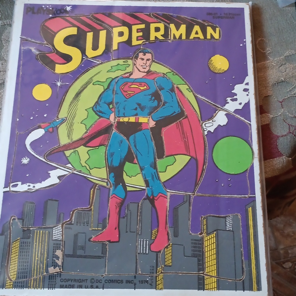 Blue and Red Superman Puzzle Game Set
